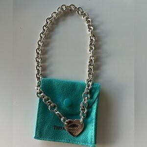 Tiffany & Co. Heart Tag Chain Link Choker Necklace